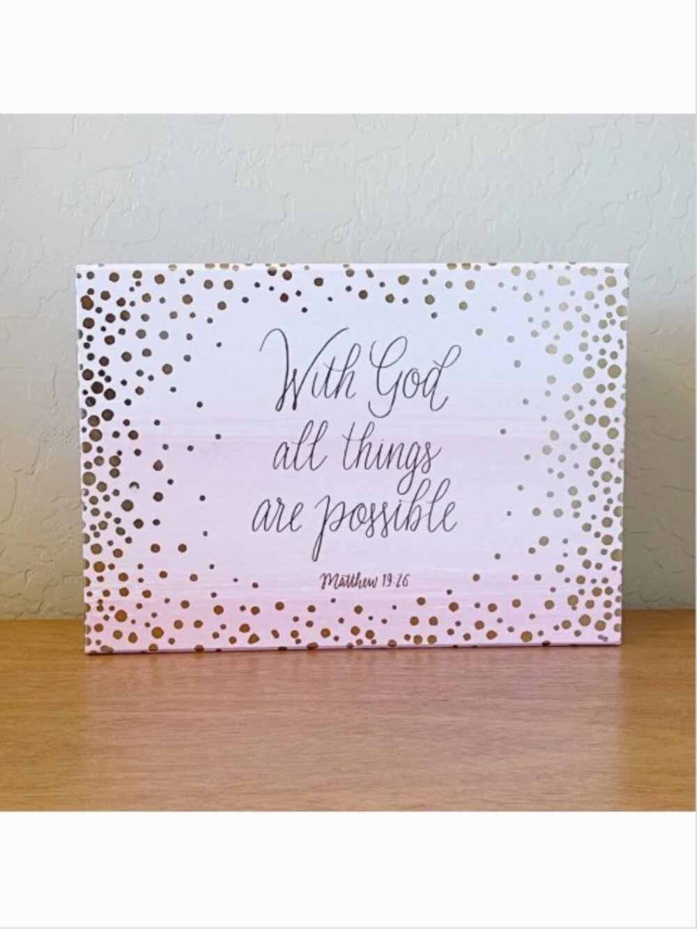 Decorative Storage Box With God All Things Are Possible Matthew 19 26 Pink Gold